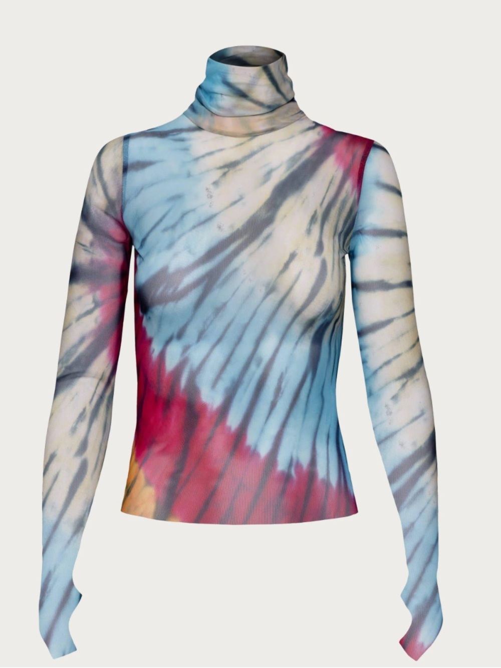 AFRM Long Sleeve Tie-Dye Turtleneck Top - Blue, Pink, Yellow